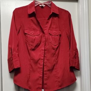 Women's Red Button-Up Shirt